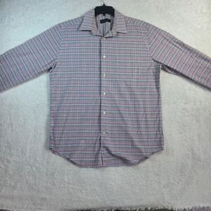 Kenneth Roberts Platinum Mens Large Multi Color Plaid Cotton Button Down Shirt